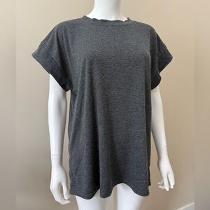 Gray Women's Casual Tee with drape cap sleeve